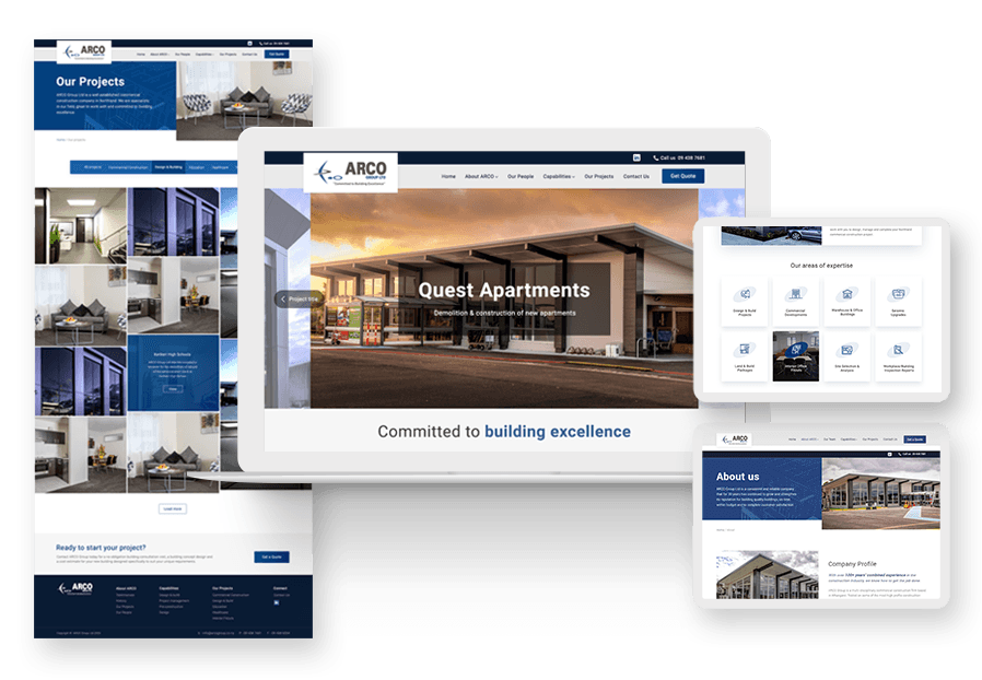 Lenchoderosso created the website for construction company ARCO to present their services